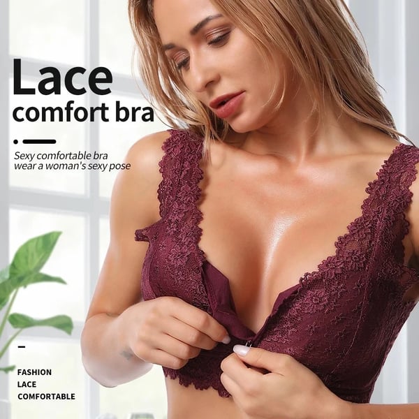 Women's Sexy Front Zipper Breathable Lace Push Up Plus Size Bra – 🌸Fre –  peekrose
