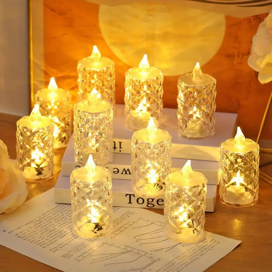 🔥3 pcs/SET Crystal Flameless Candle Light