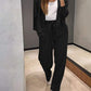 Women's Knitted Buttoned Jacket + Pants Two-piece Set