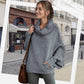 Batwing Draped Collar Sweater with Pockets for Women