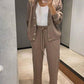 Women's Knitted Buttoned Jacket + Pants Two-piece Set