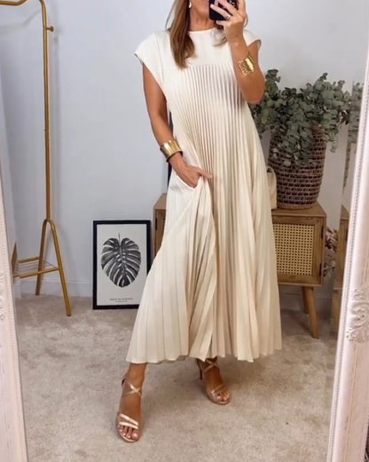 🌸Spring Promotion 49%Off💖Women Pleated Simple Solid Color Dress