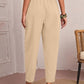 New Women's Cotton Linen Elastic Waist Casual Pants with Pockets