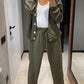 Women's Knitted Buttoned Jacket + Pants Two-piece Set