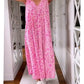 V-neck Printed Short-sleeved Long Dress