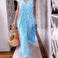 V-neck Printed Short-sleeved Long Dress