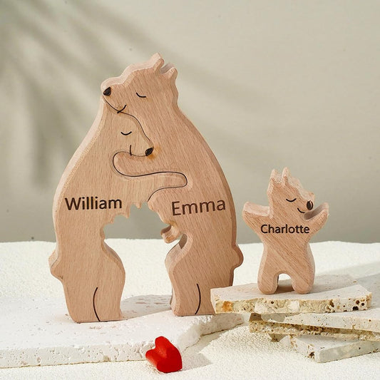 Bear Family Hug Wooden Decor for Kids