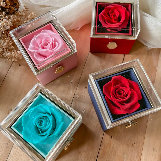 Eternal Rose Box - W/Engraved Necklace & Artificial Rose