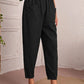 New Women's Cotton Linen Elastic Waist Casual Pants with Pockets