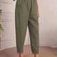 New Women's Cotton Linen Elastic Waist Casual Pants with Pockets