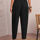 New Women's Cotton Linen Elastic Waist Casual Pants with Pockets