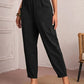 New Women's Cotton Linen Elastic Waist Casual Pants with Pockets