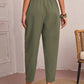 New Women's Cotton Linen Elastic Waist Casual Pants with Pockets