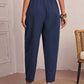 New Women's Cotton Linen Elastic Waist Casual Pants with Pockets