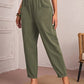 New Women's Cotton Linen Elastic Waist Casual Pants with Pockets