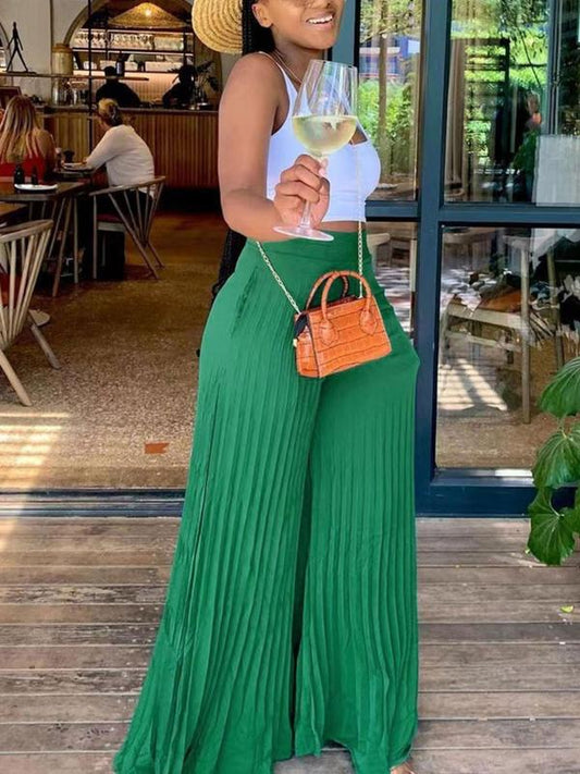 🔥2024 Summer Outfits🌊Women's Pocket Pleated Wide Leg Pants