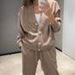 Women's Knitted Buttoned Jacket + Pants Two-piece Set