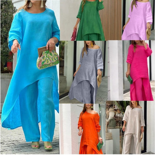 💥Last Day Promotion 49% OFF💕Women's Solid Color Linen Fashionable Casual Suit💃