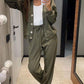 Women's Knitted Buttoned Jacket + Pants Two-piece Set