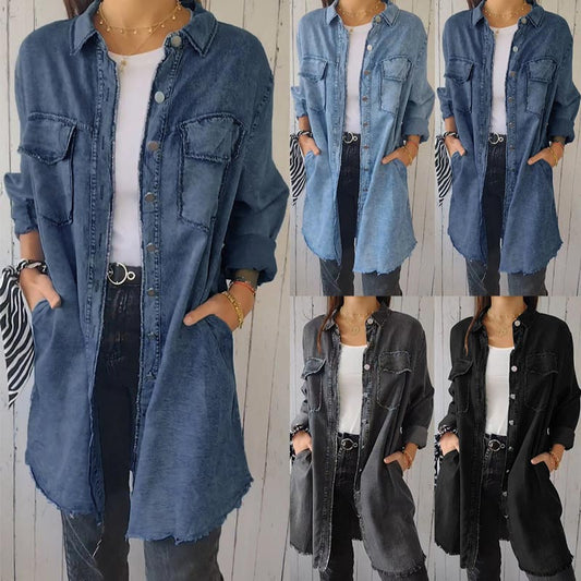 ✨️Women’s Faux Denim Comfortable Lapel Coat Shirt✨️