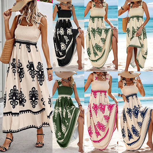 ☀️ Women's Summer Print Sleeveless Flowing Long Dress 👗