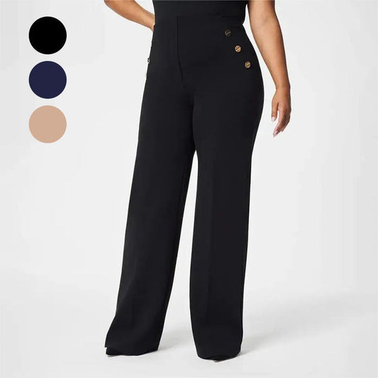 Women's Plus Size High Stretch High-Waist Wide-Leg Pants