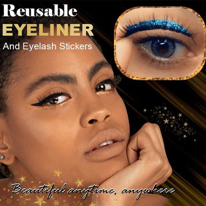 Reusable Self-Adhesive Eyeliner And Eyelash Stickers With Glitter