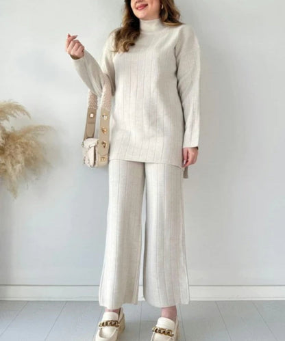 Casual Fashion Solid Color Sweater Two-piece Suit