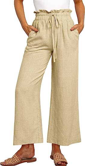 🔥FREE SHIPPING🔥Women's High Waist Drawstring Wide Leg Linen Pants